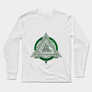 Emerald Triangles Abstract Art No. 916 Long Sleeve T-Shirt